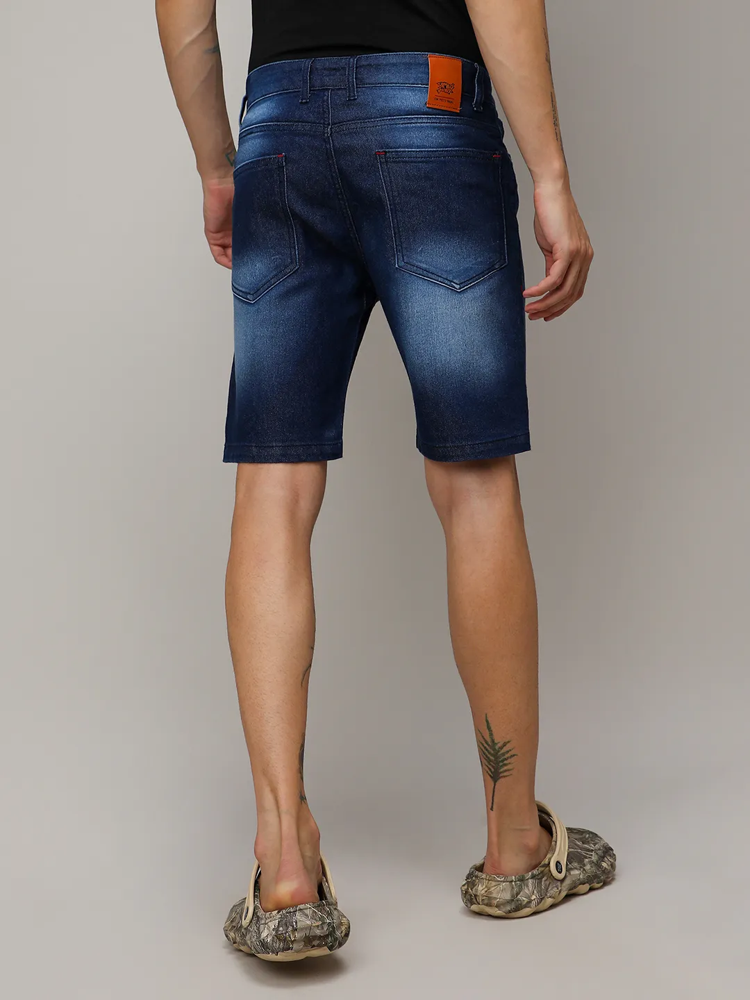 Side Distressed Denim Shorts - Image 4