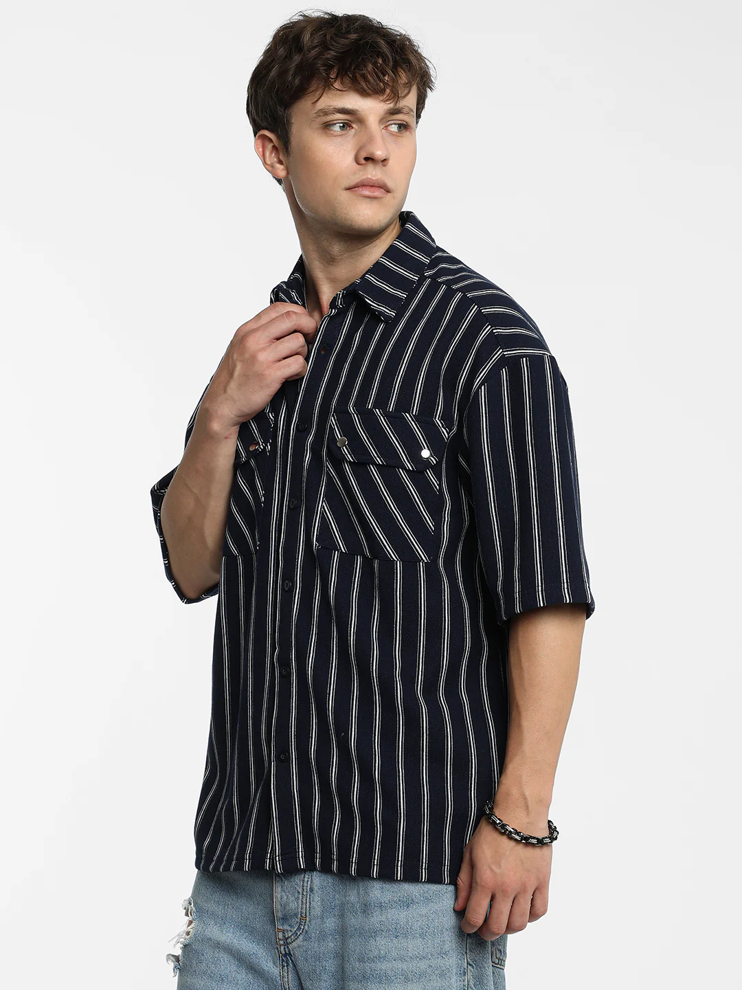 Utility Halo-Stripe Oversized Shirt - Image 10