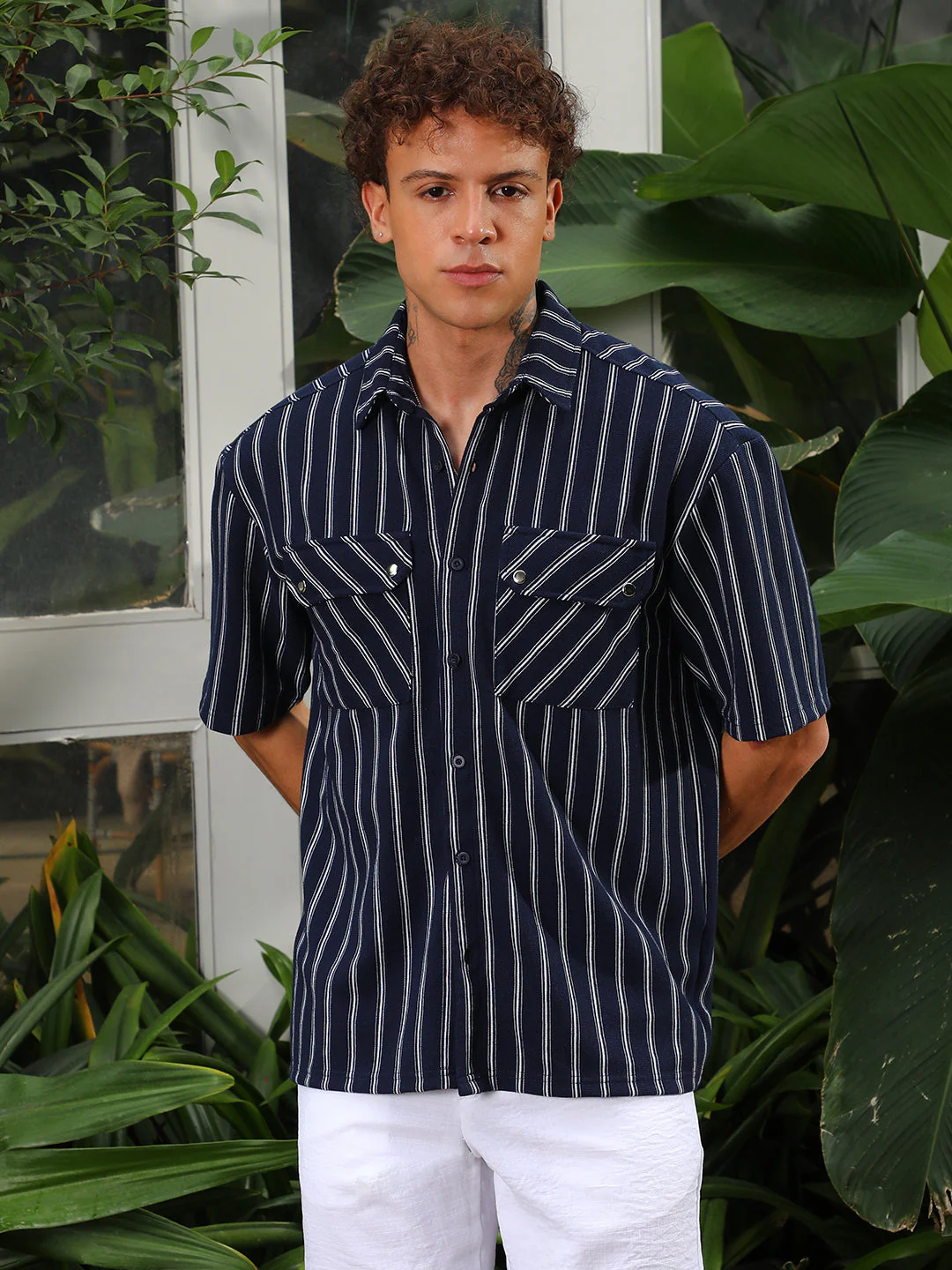 Utility Halo-Stripe Oversized Shirt - Image 2