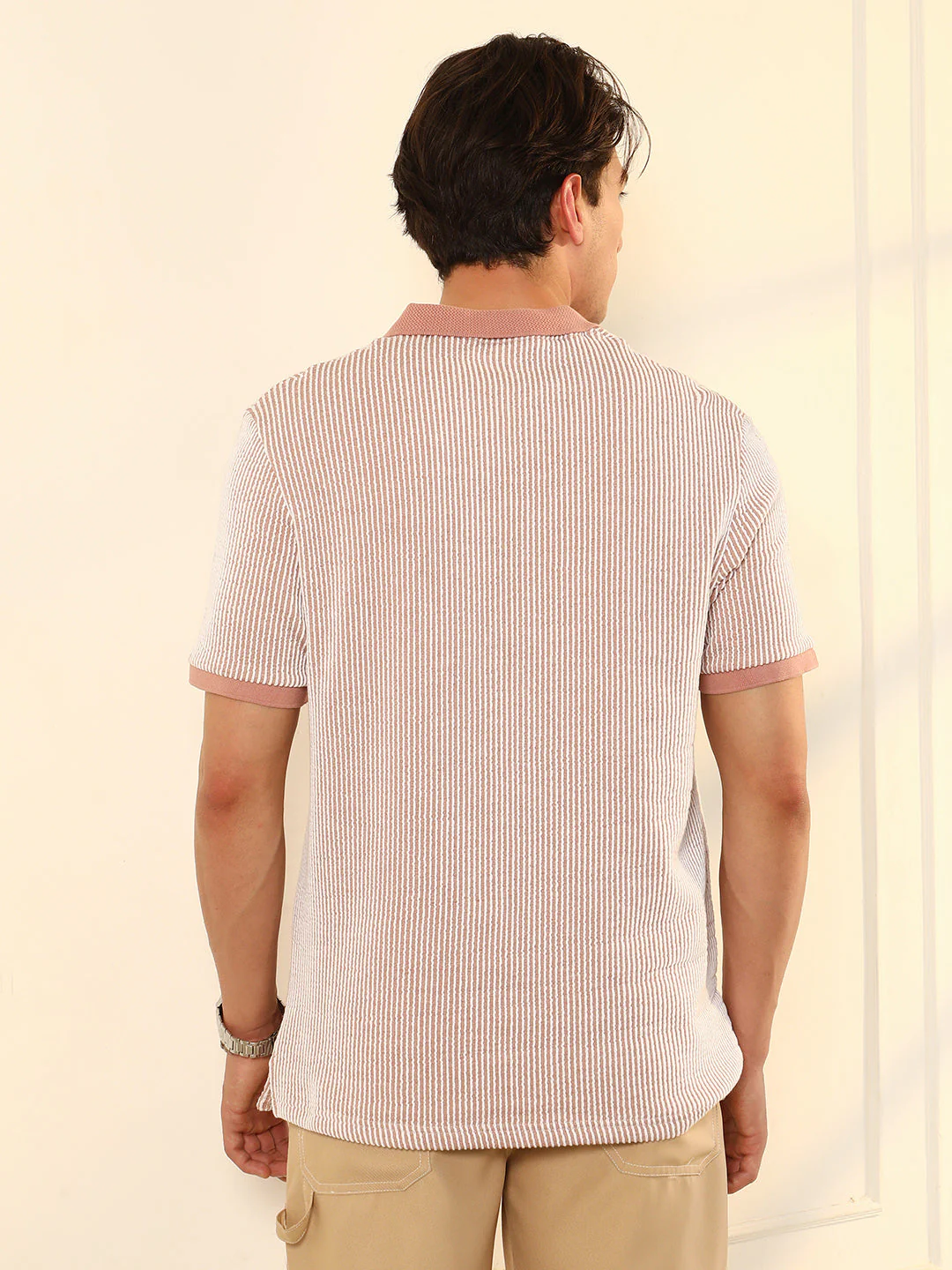 Seersucker-Striped Polo T-Shirt - Image 4