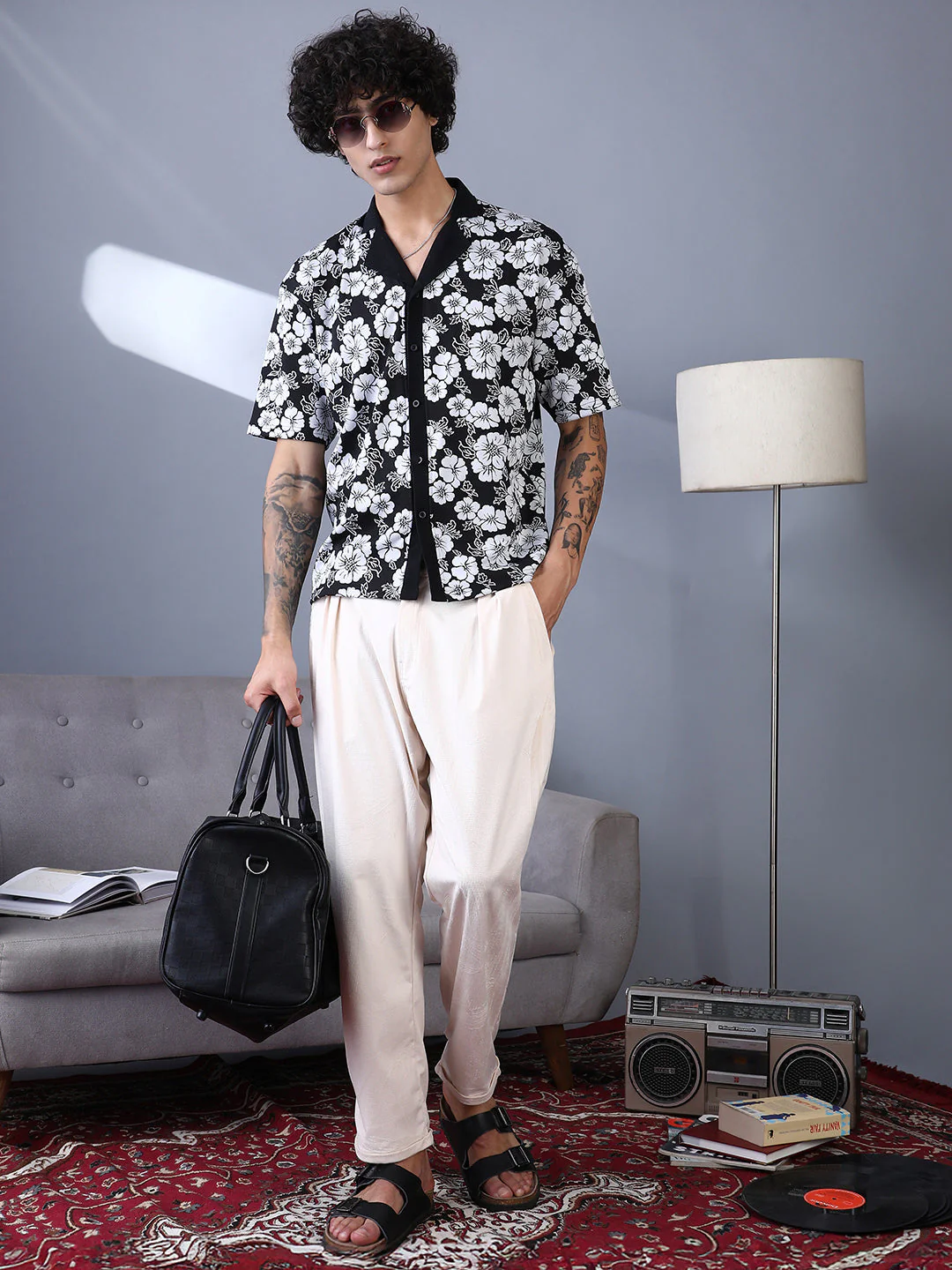 Bloom-Imprint Cuban-Polo Shirt - Image 6