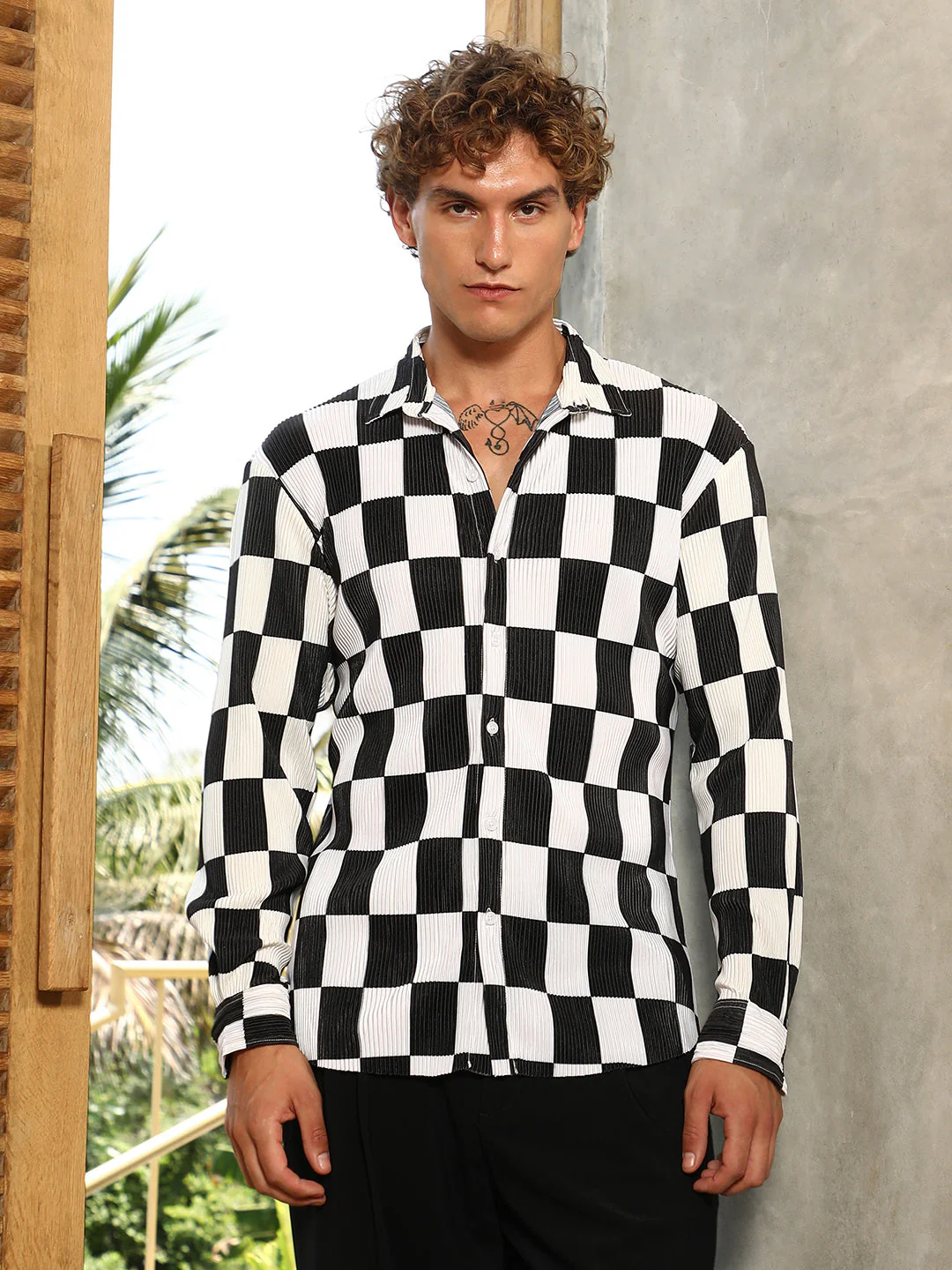 Pleated-Checker Shirt - Image 2
