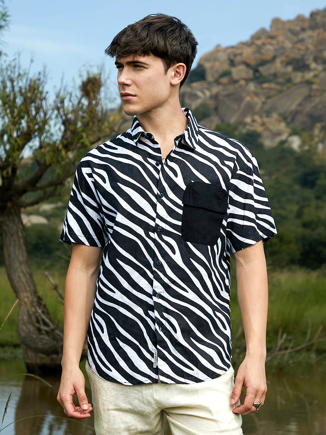 Zebra-Lined Oversized Shirt - Image 2