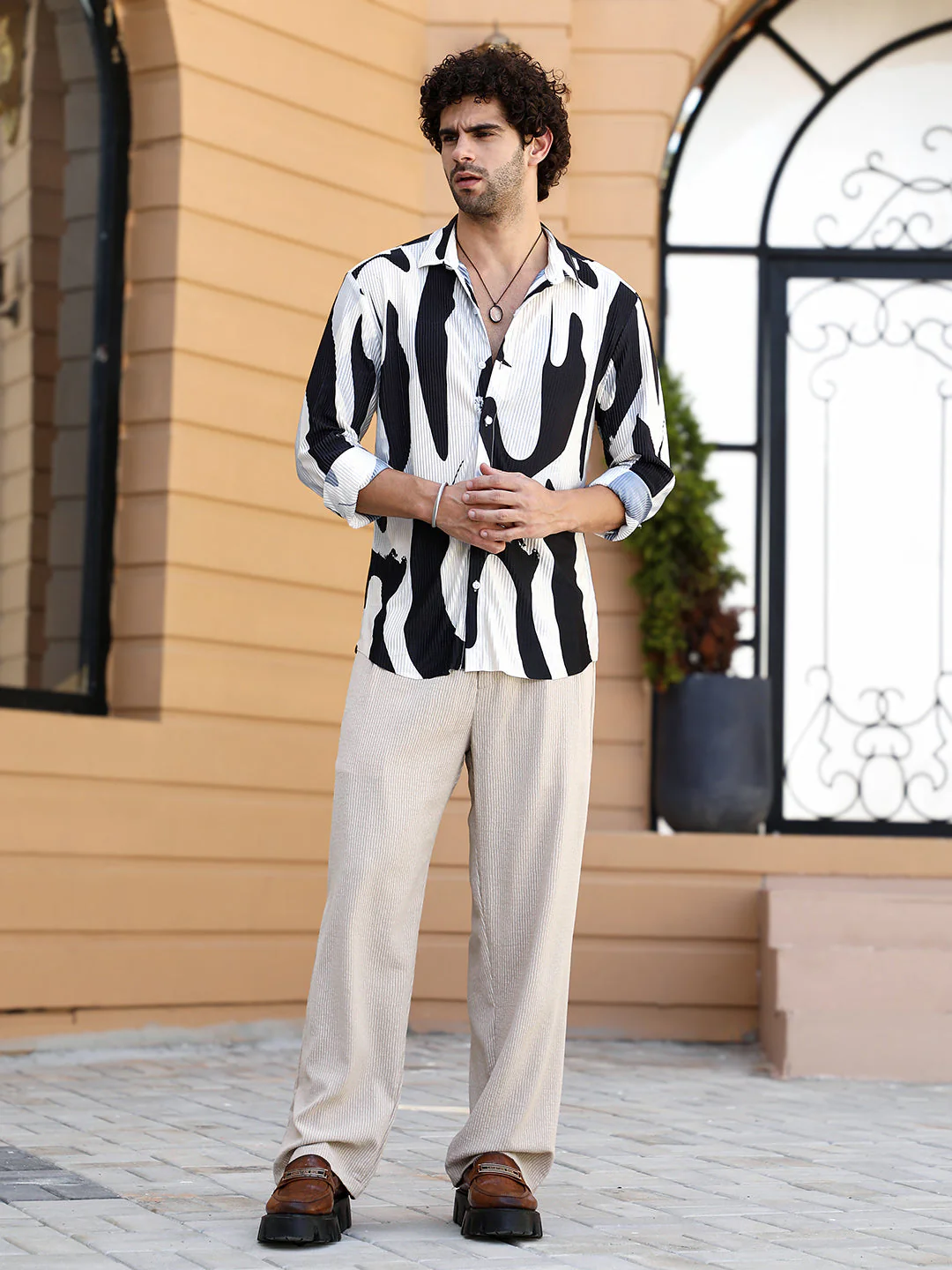 Contour-Lines Pleated Shirt - Image 5