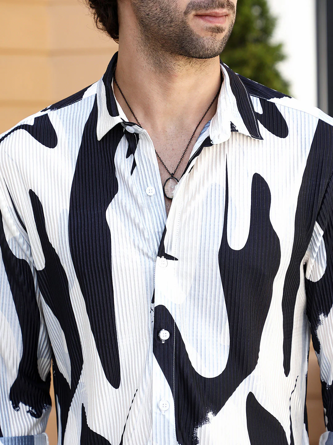 Contour-Lines Pleated Shirt - Image 7