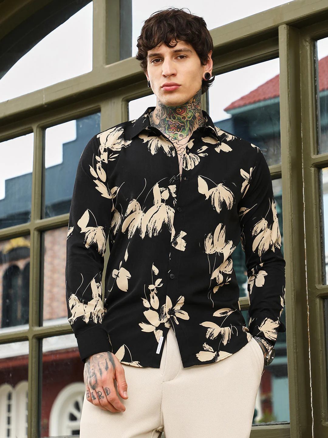 Contrast-Petalia Imprint Shirt - Image 2