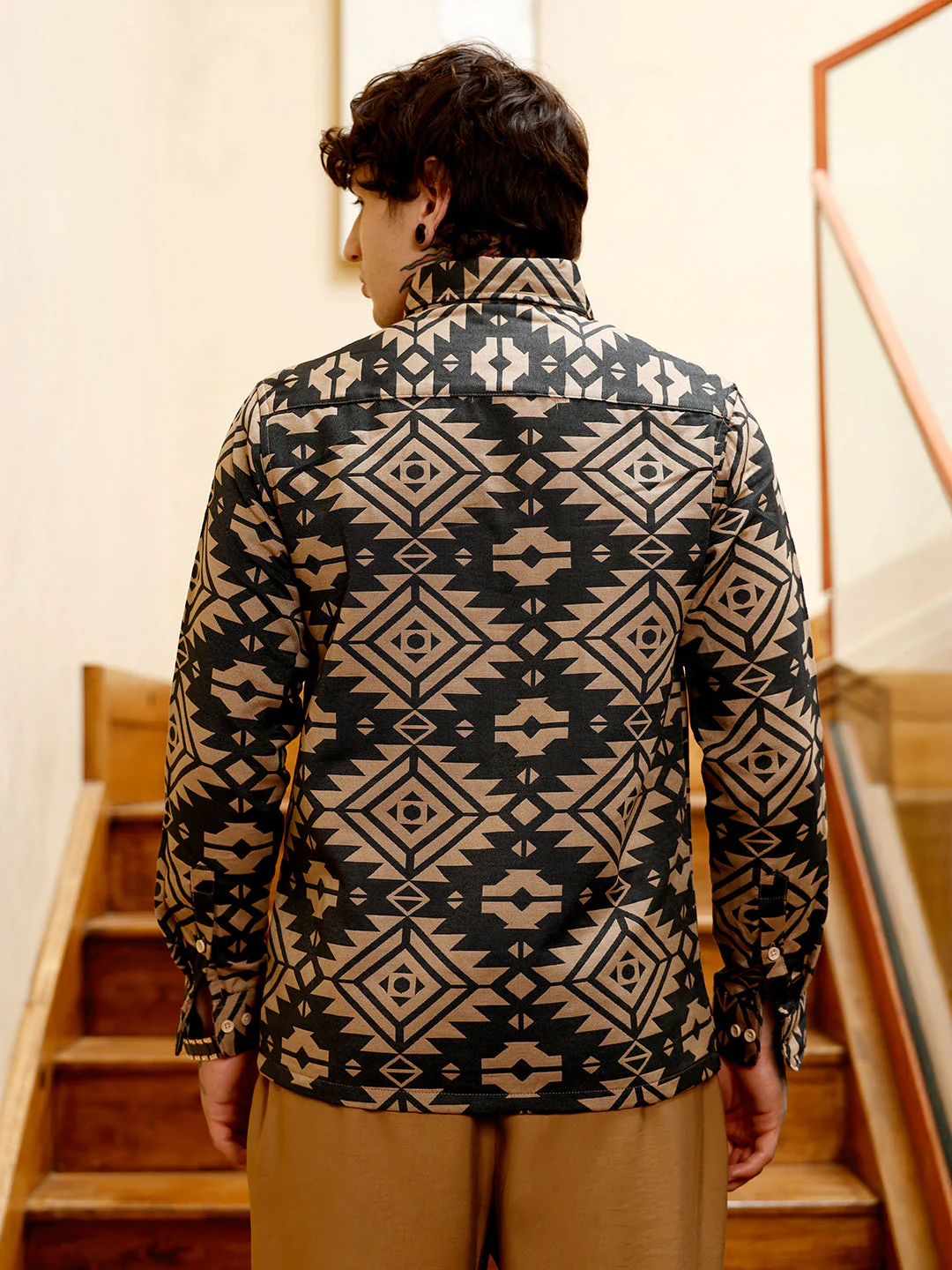 Contrast Aztec-Block Jacquard Shirt - Image 4