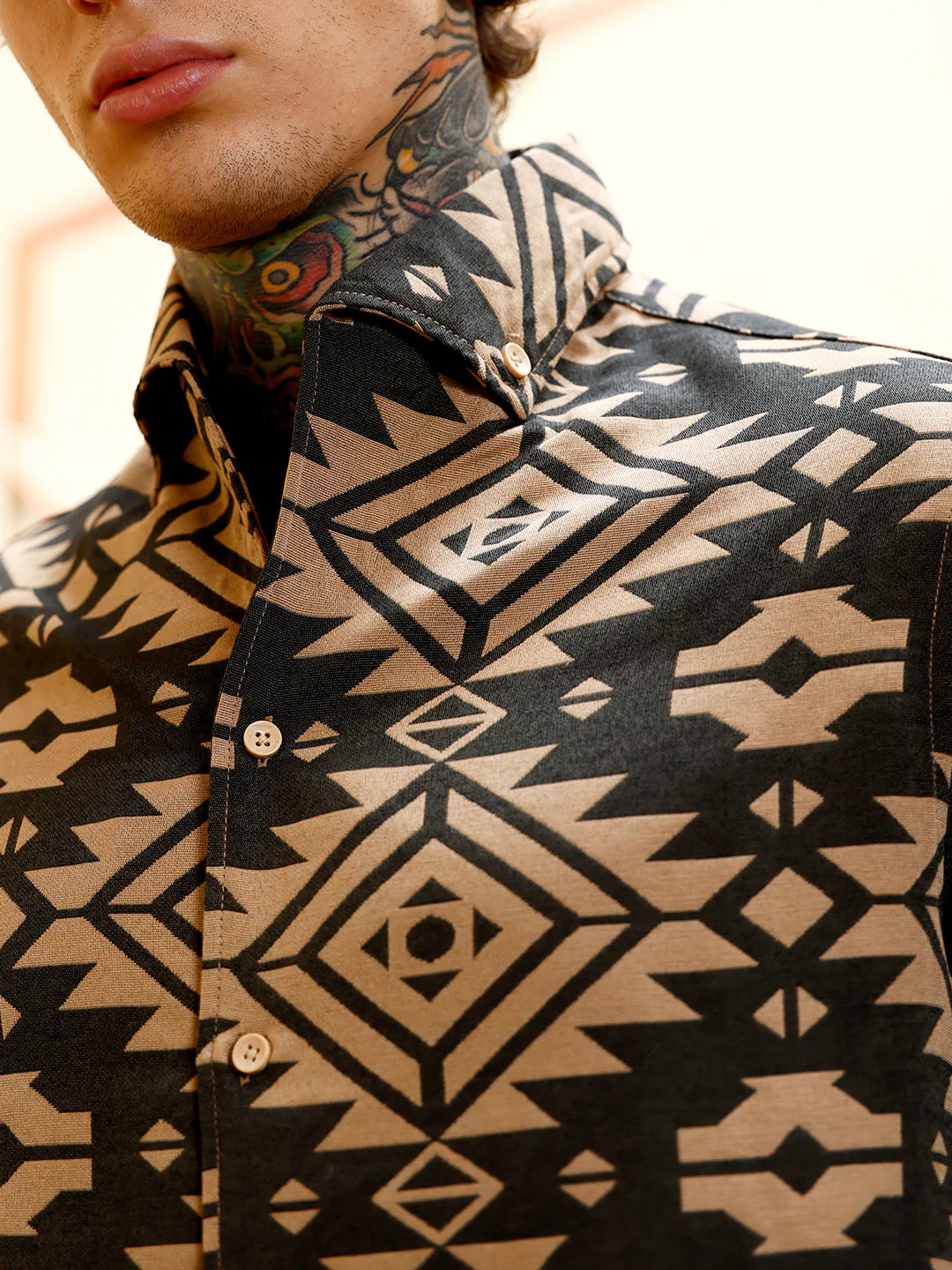 Contrast Aztec-Block Jacquard Shirt - Image 7