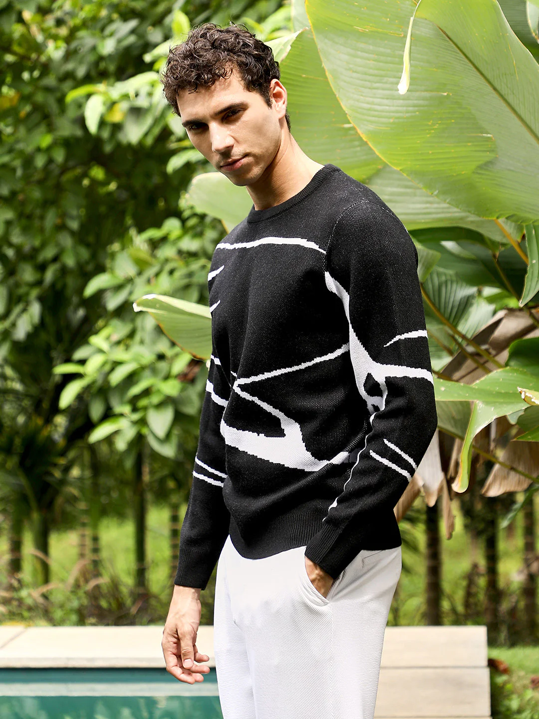 Mono-Abstract Pullover Sweater - Image 3