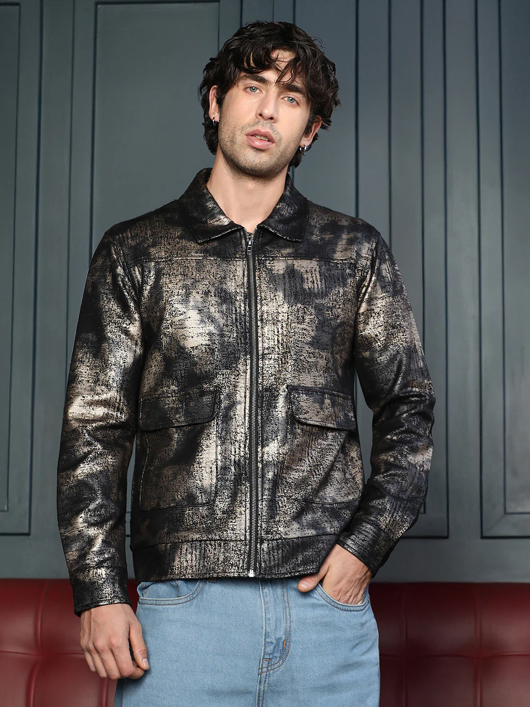 Reptilia-Jacquard Zip-Front Jacket - Image 2
