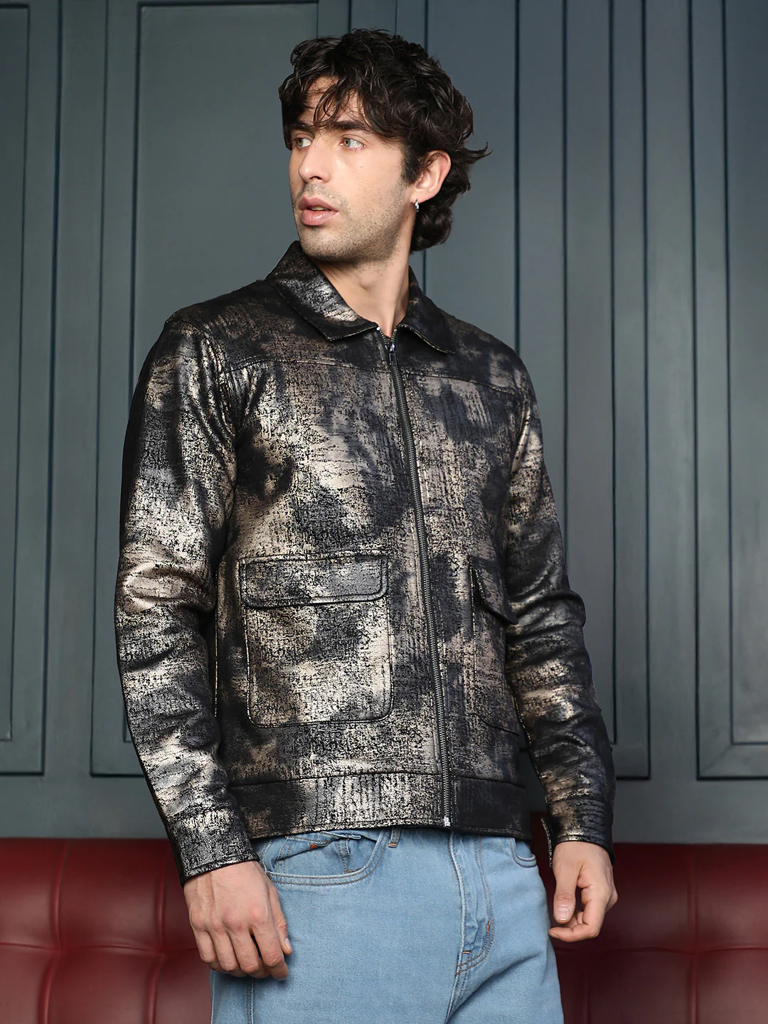 Reptilia-Jacquard Zip-Front Jacket - Image 3