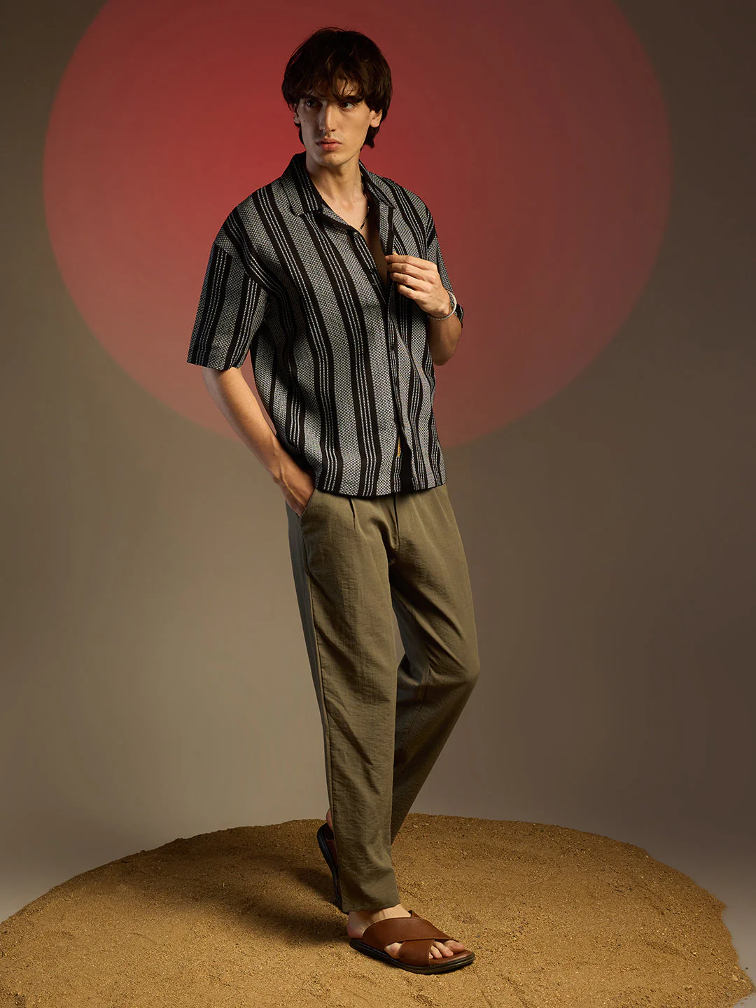 Woven Striped Oversized Shirt - Image 5