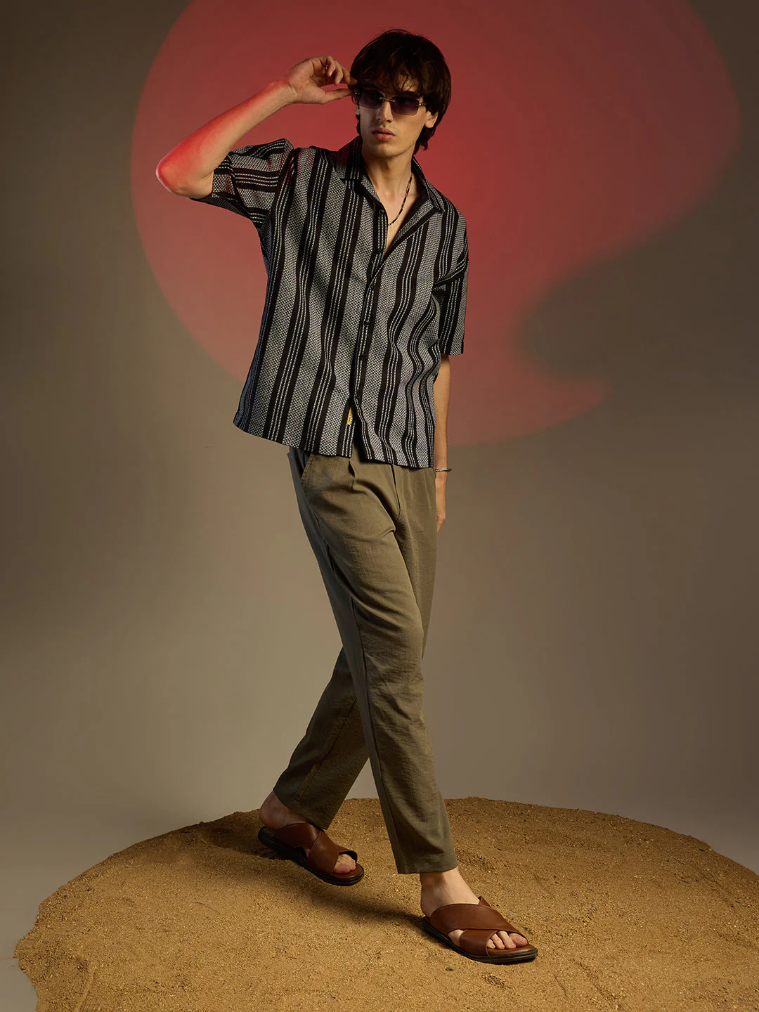 Woven Striped Oversized Shirt - Image 6