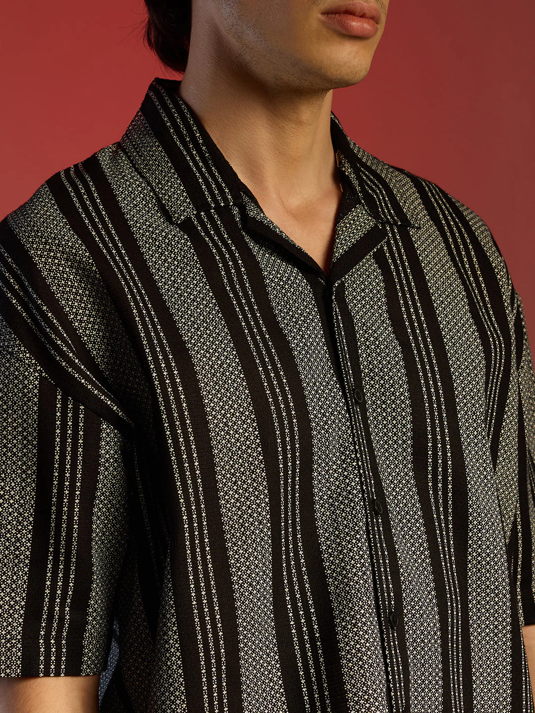 Woven Striped Oversized Shirt - Image 7
