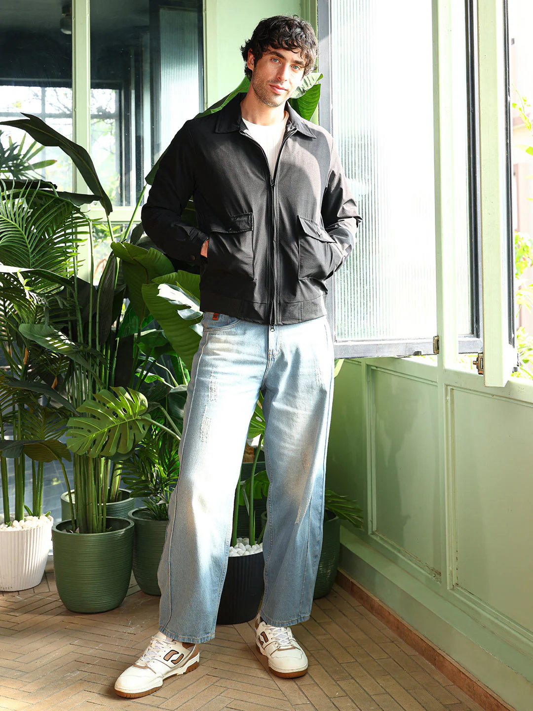 Zip-Front Geometric-Jacquard Jacket - Image 5
