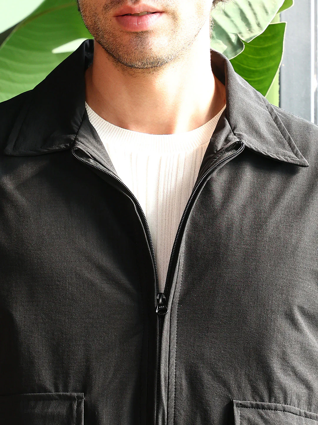 Zip-Front Geometric-Jacquard Jacket - Image 7