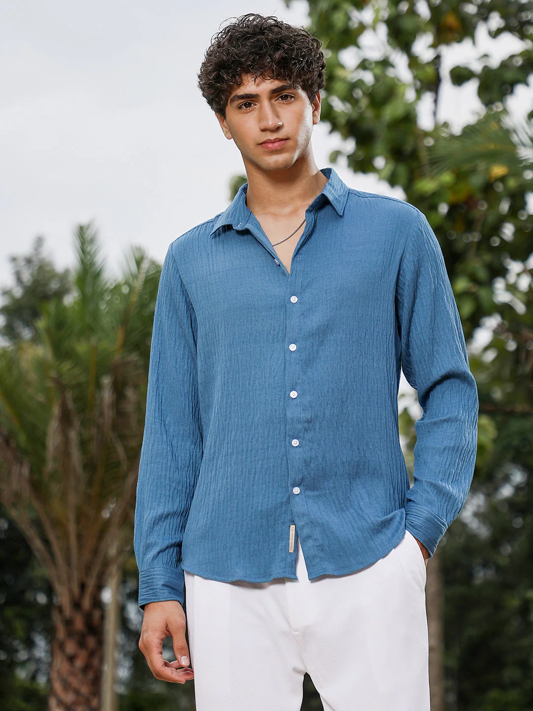 Solid Creased-Tactile Shirt - Image 2