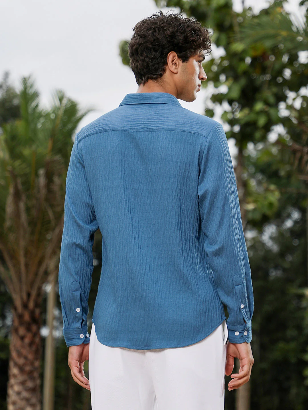 Solid Creased-Tactile Shirt - Image 4
