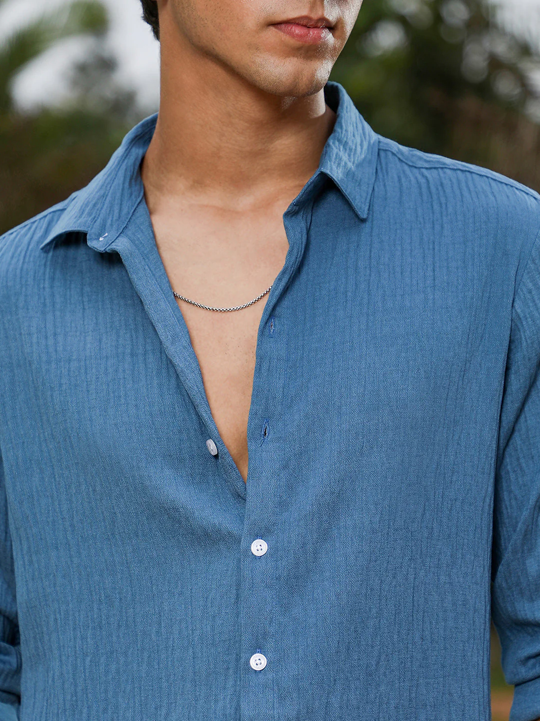 Solid Creased-Tactile Shirt - Image 7
