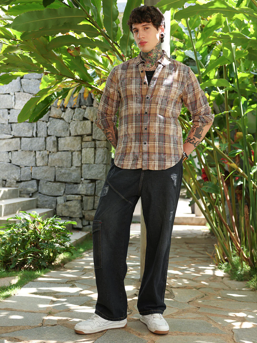 Faded-Plaid Regular Shirt - Image 5