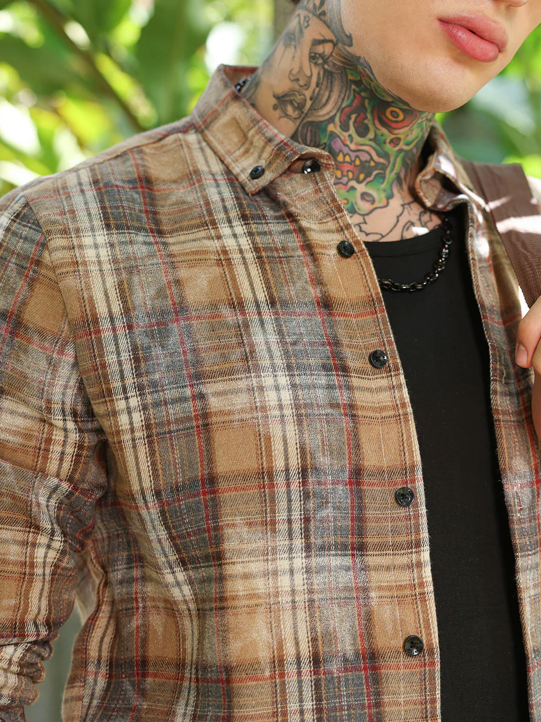 Faded-Plaid Regular Shirt - Image 7