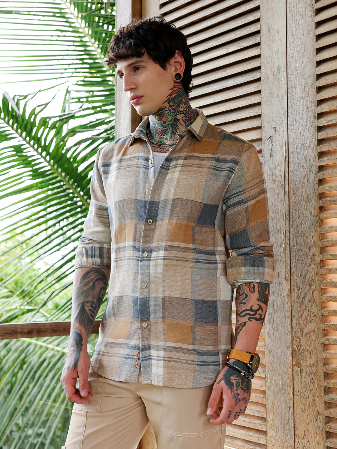 Gradient-Plaid Regular Shirt - Image 3