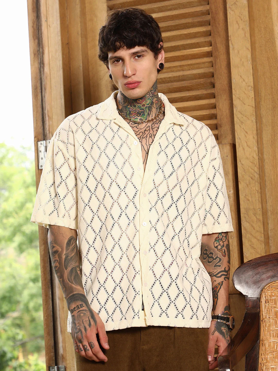 Argyle-Crochet Resort Shirt - Image 2