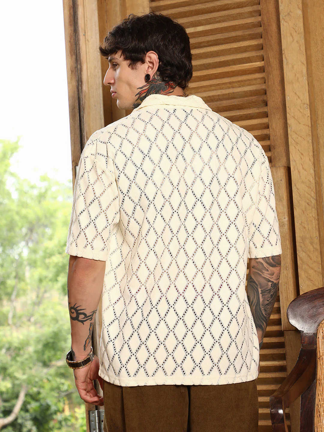 Argyle-Crochet Resort Shirt - Image 4