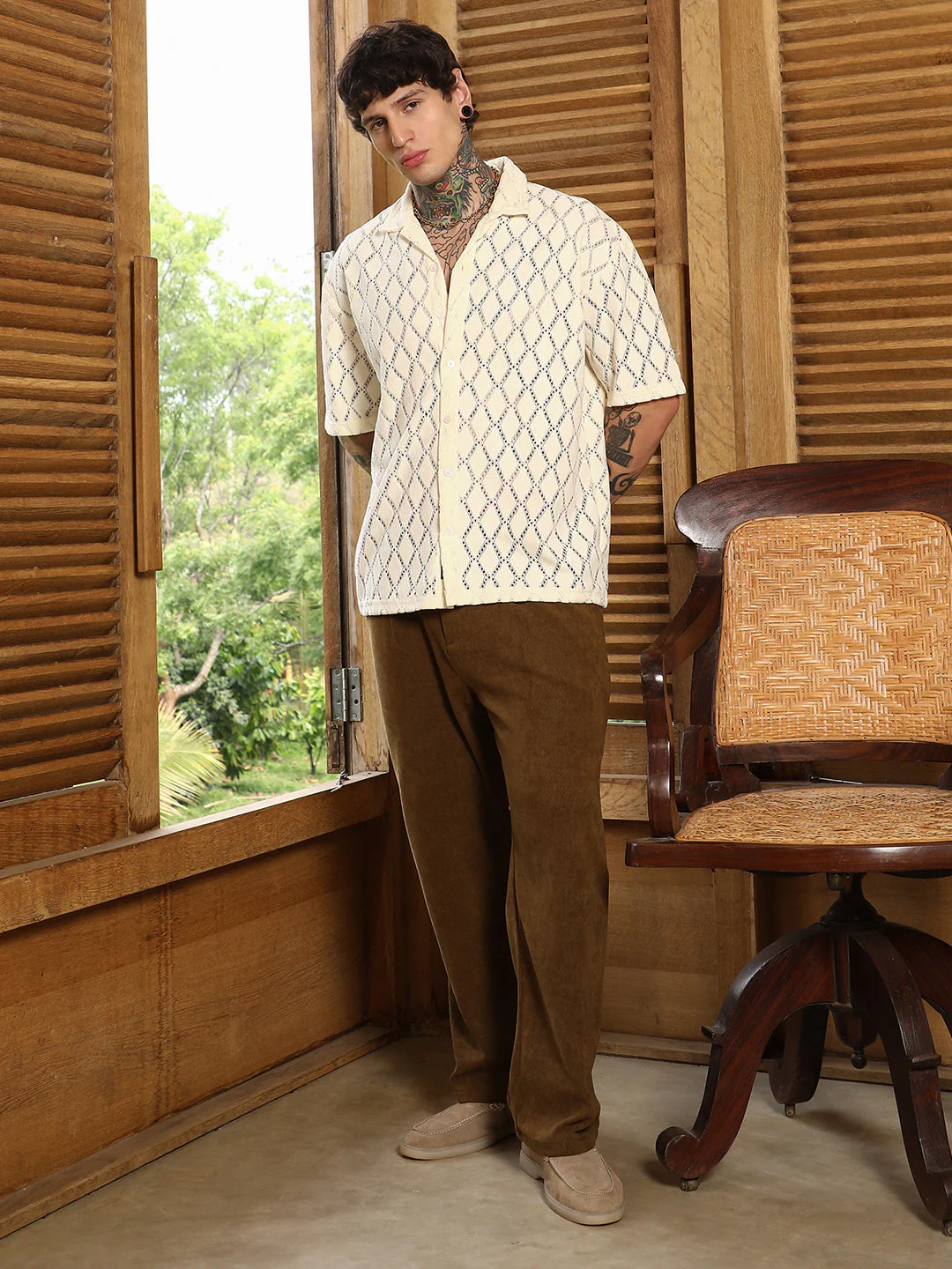 Argyle-Crochet Resort Shirt - Image 5