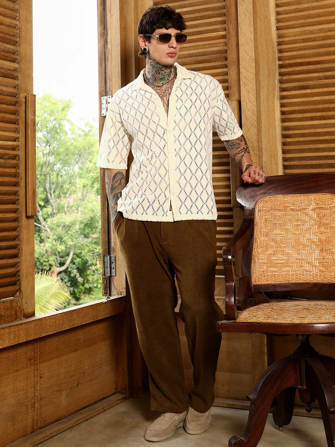 Argyle-Crochet Resort Shirt - Image 6