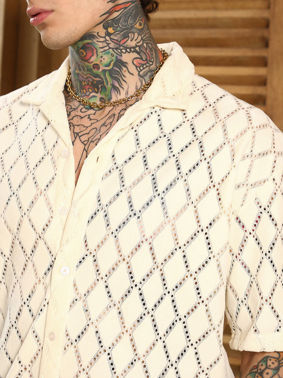 Argyle-Crochet Resort Shirt - Image 7