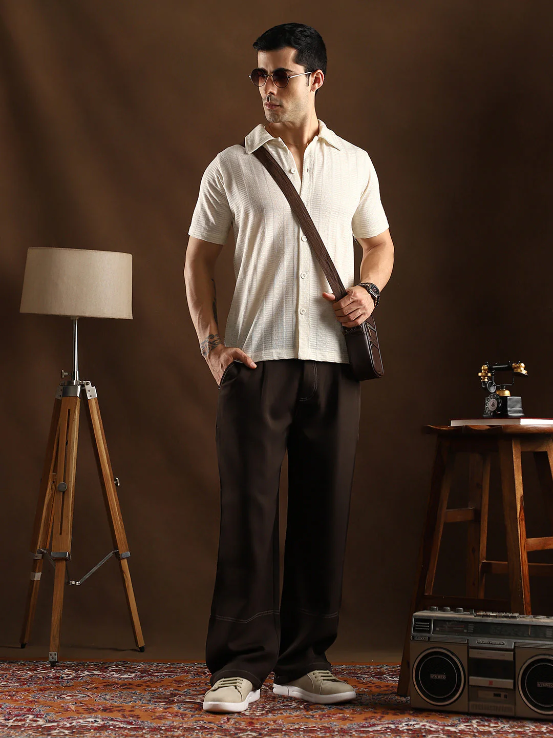 Dash-Ribbed Knit Polo Shirt - Image 6