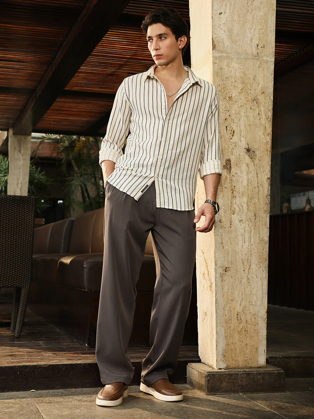 Dotted-Stripe Jacquard Shirt - Image 5