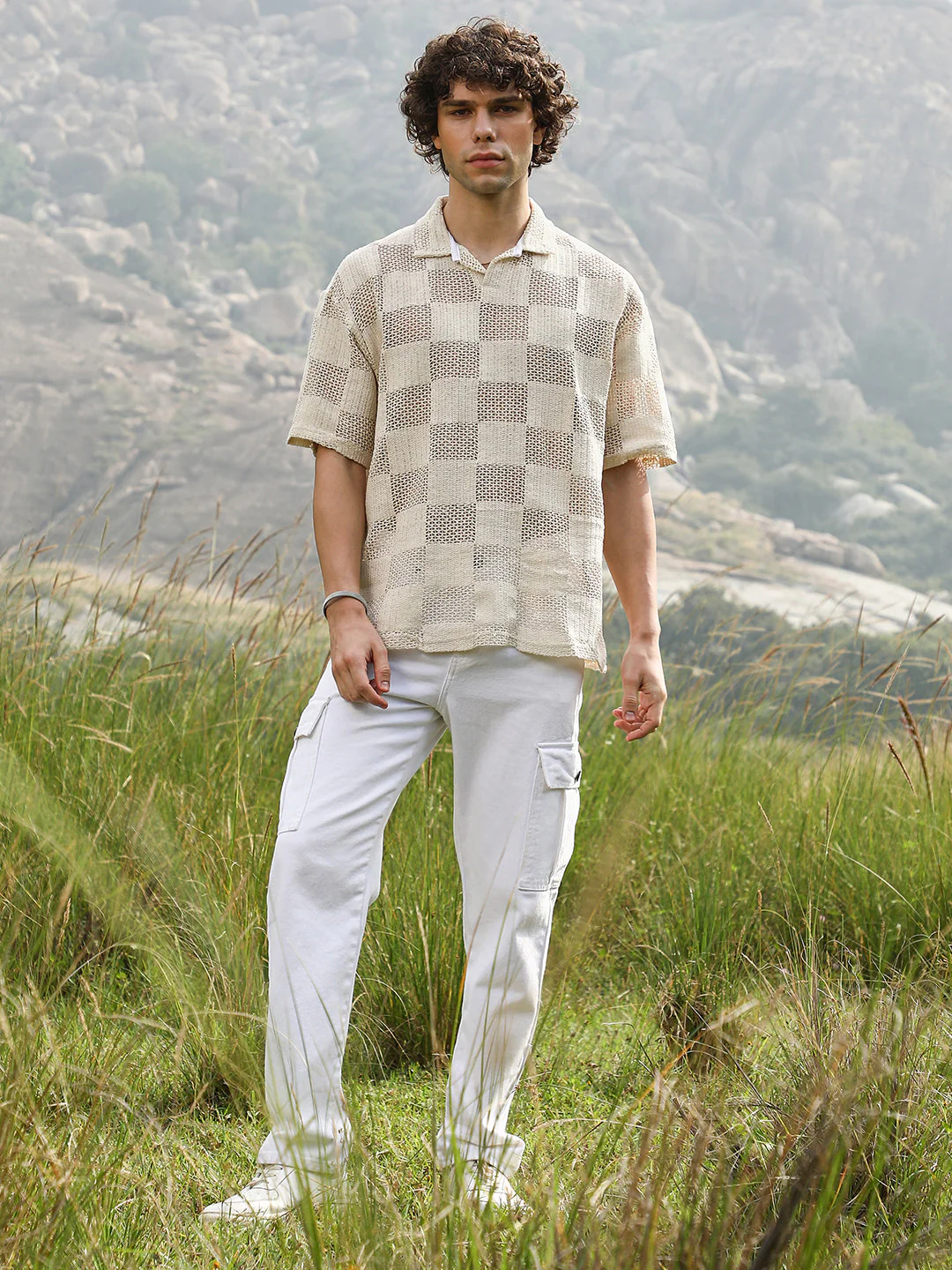 Grid Oversized Polo T-Shirt - Image 5