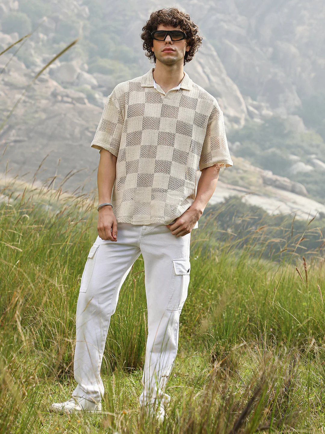 Grid Oversized Polo T-Shirt - Image 6