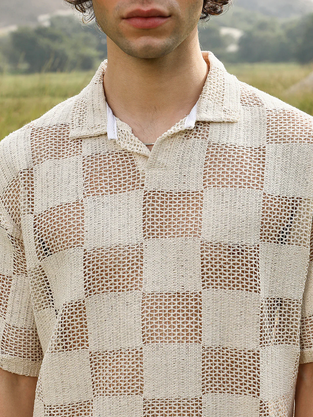Grid Oversized Polo T-Shirt - Image 7