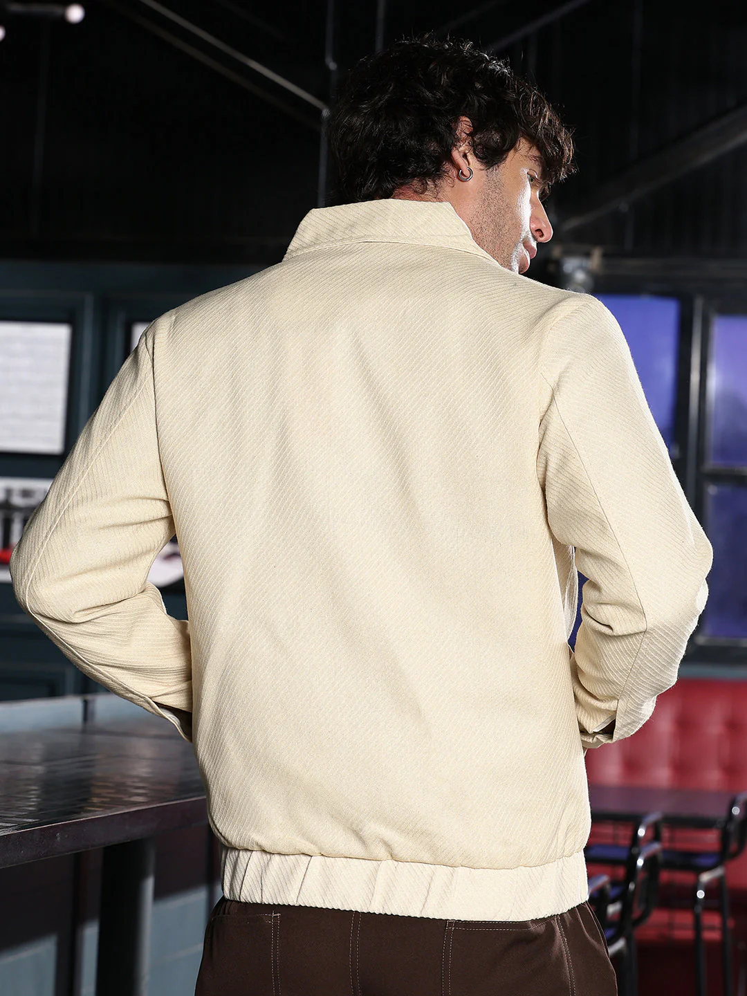 Lined-Jacquard Utility Bomber Jacket - Image 4