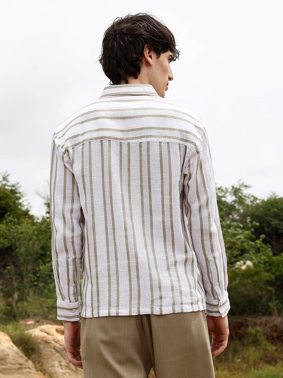 Utility Halo-Stripe Oversized Shirt - Image 4