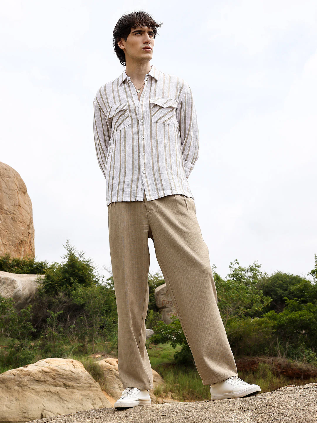 Utility Halo-Stripe Oversized Shirt - Image 5