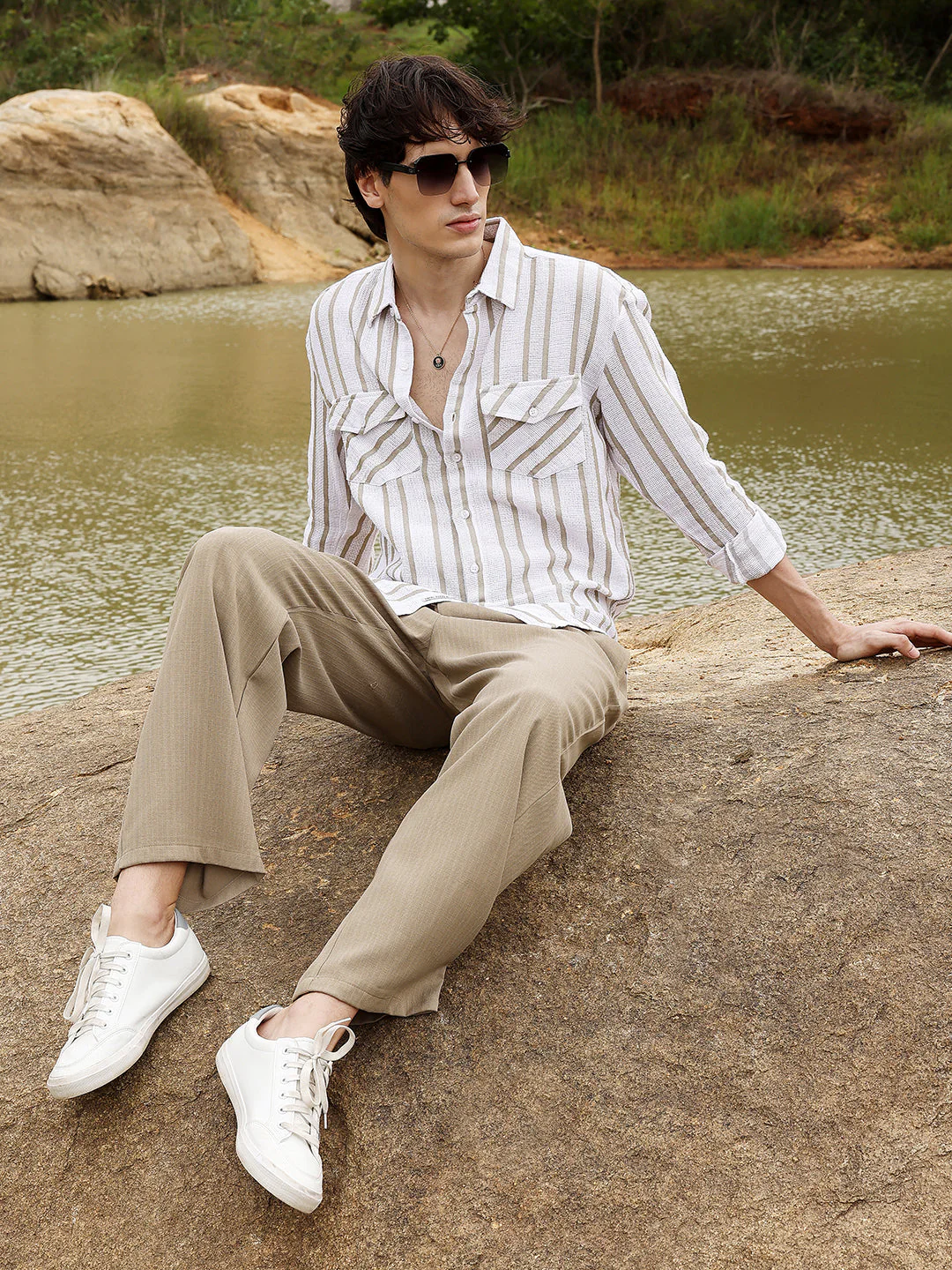 Utility Halo-Stripe Oversized Shirt - Image 6