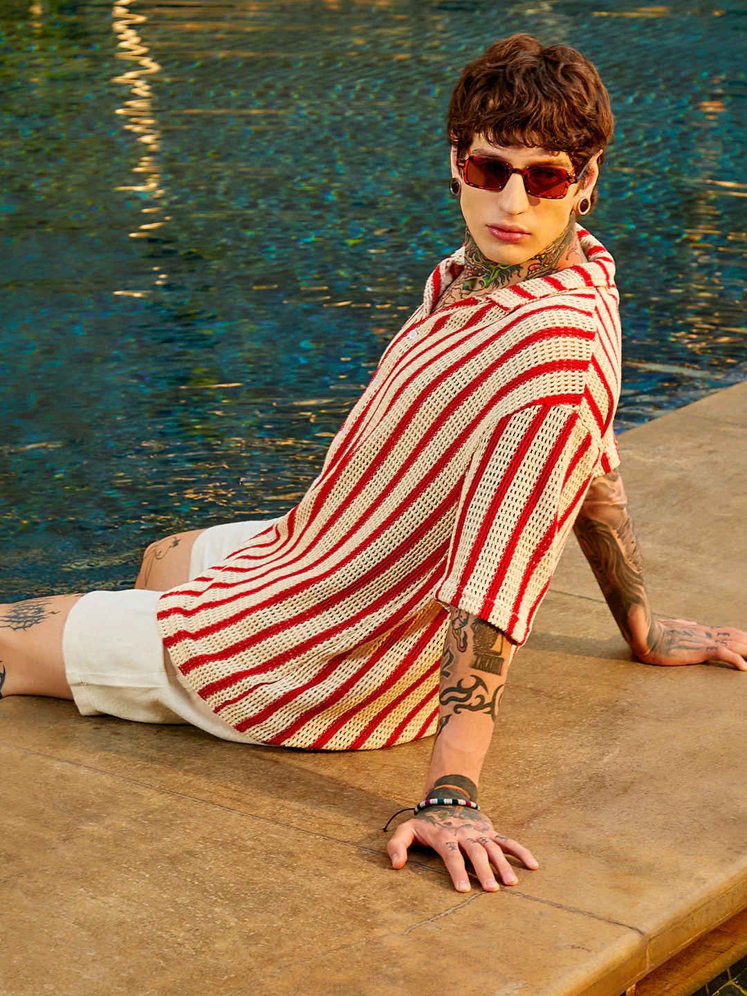 Striped Open-Knit Resort Shirt - Image 2