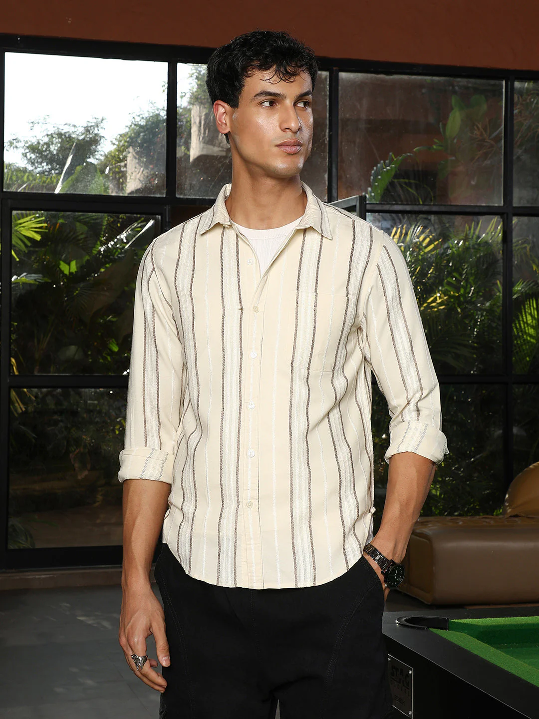 Shadow-Stripe Jacquard Shirt - Image 2