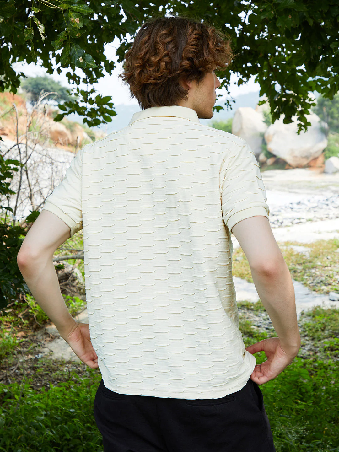 Solid Creased Knit Shirt - Image 4