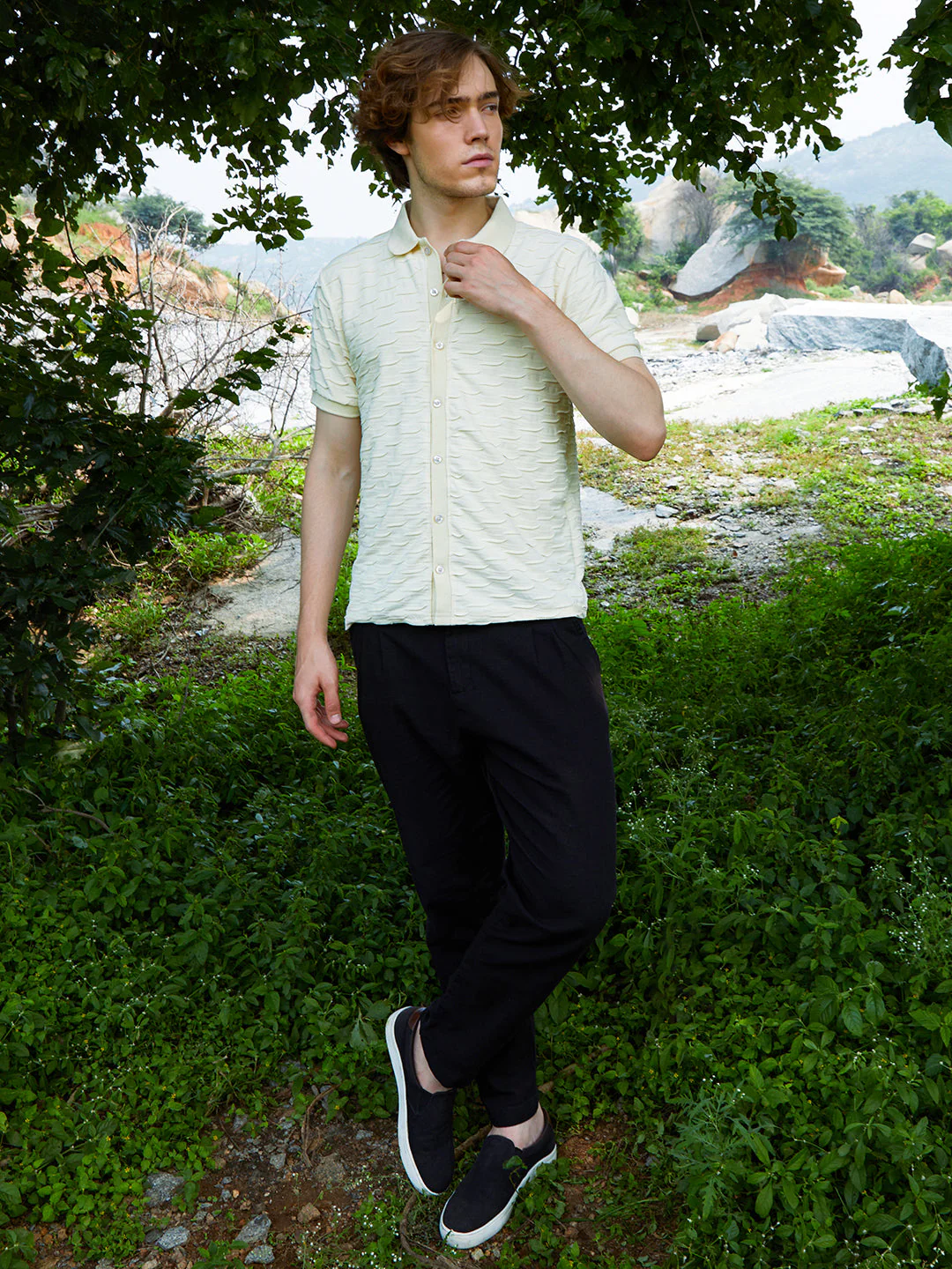 Solid Creased Knit Shirt - Image 5
