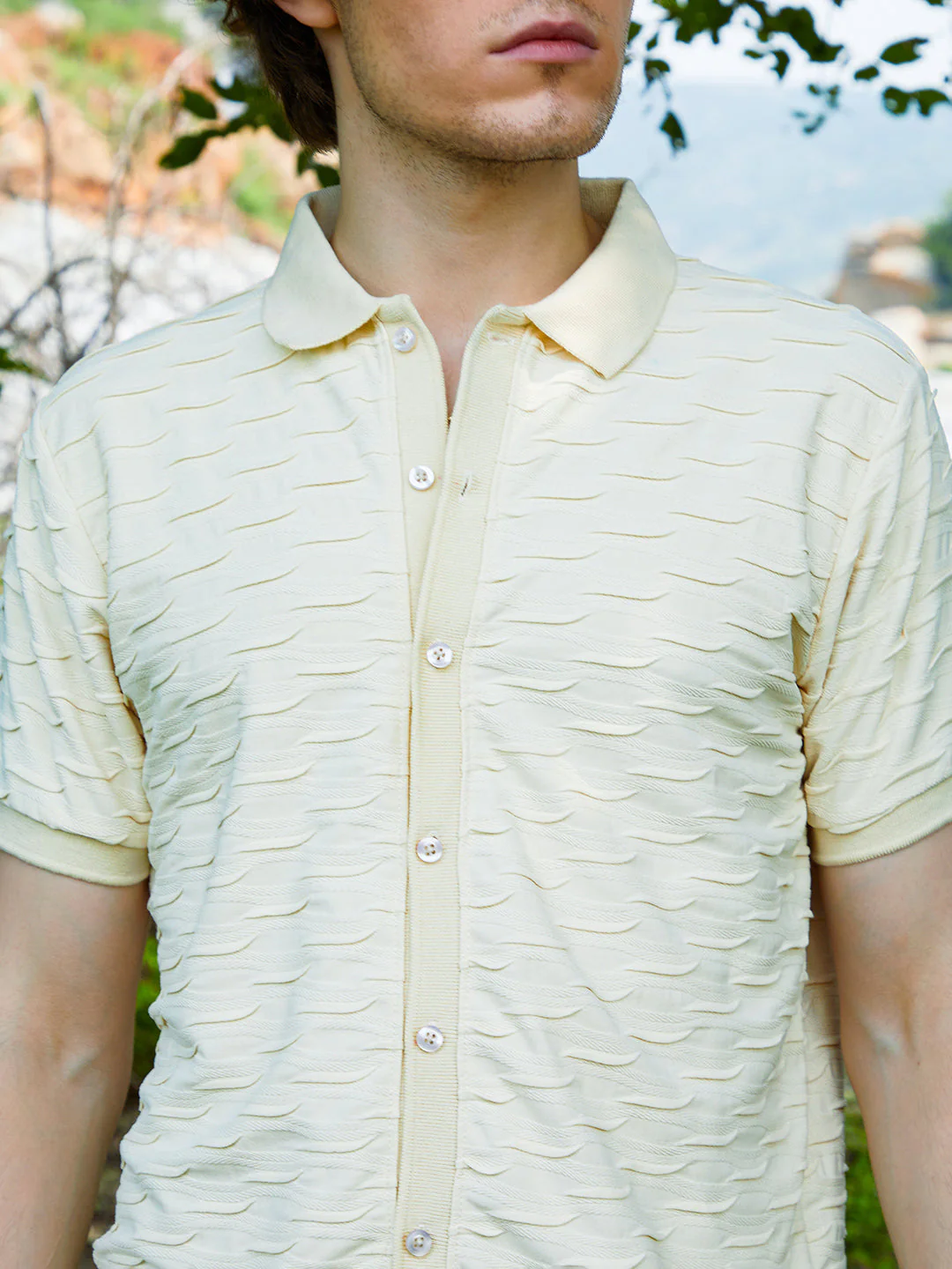 Solid Creased Knit Shirt - Image 7
