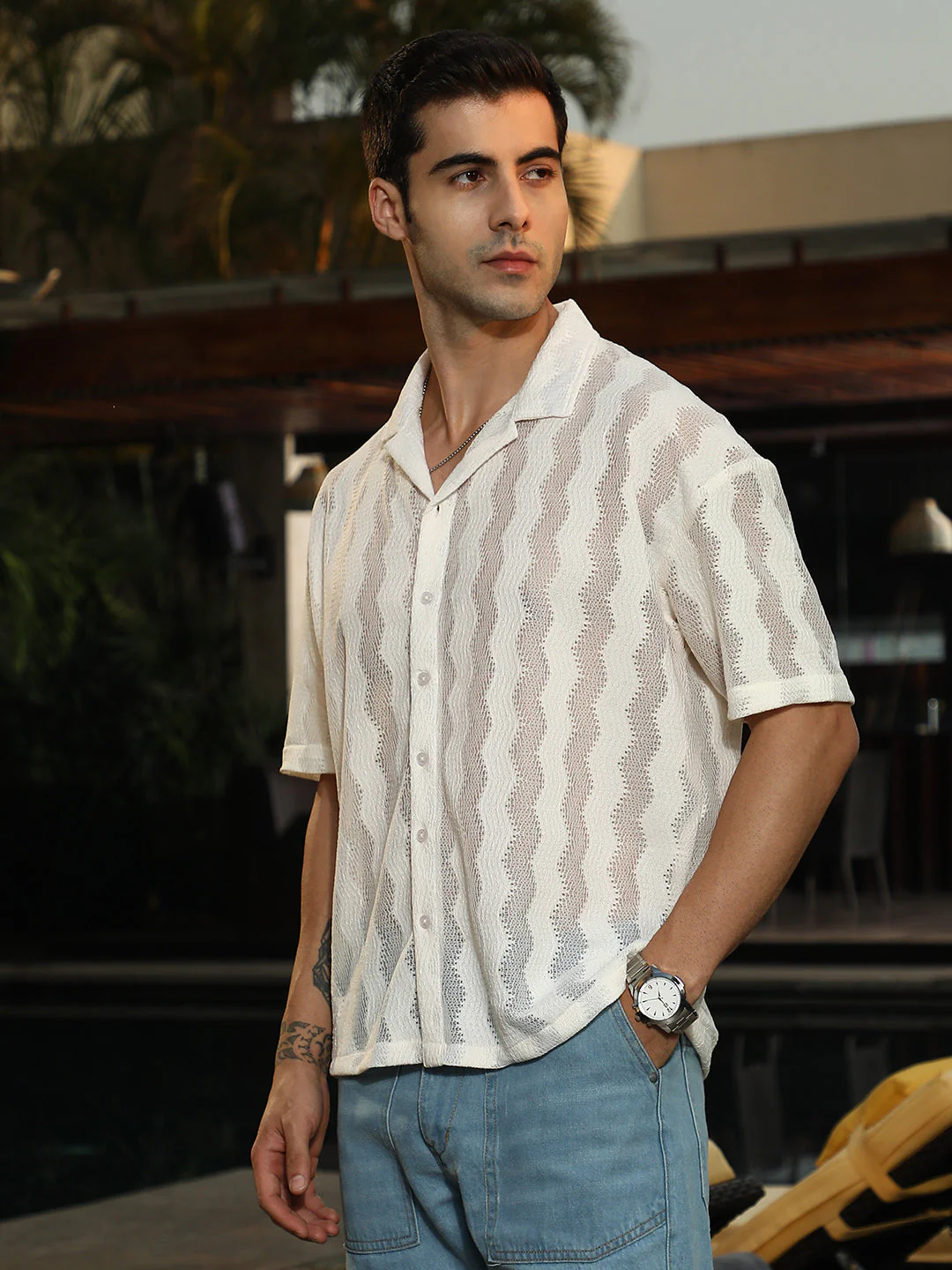 Swirl Open-Knit Resort Shirt - Image 3