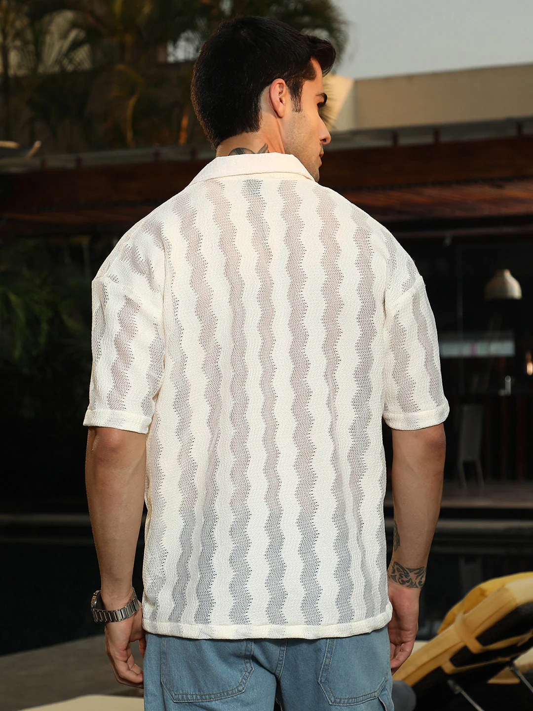 Swirl Open-Knit Resort Shirt - Image 4