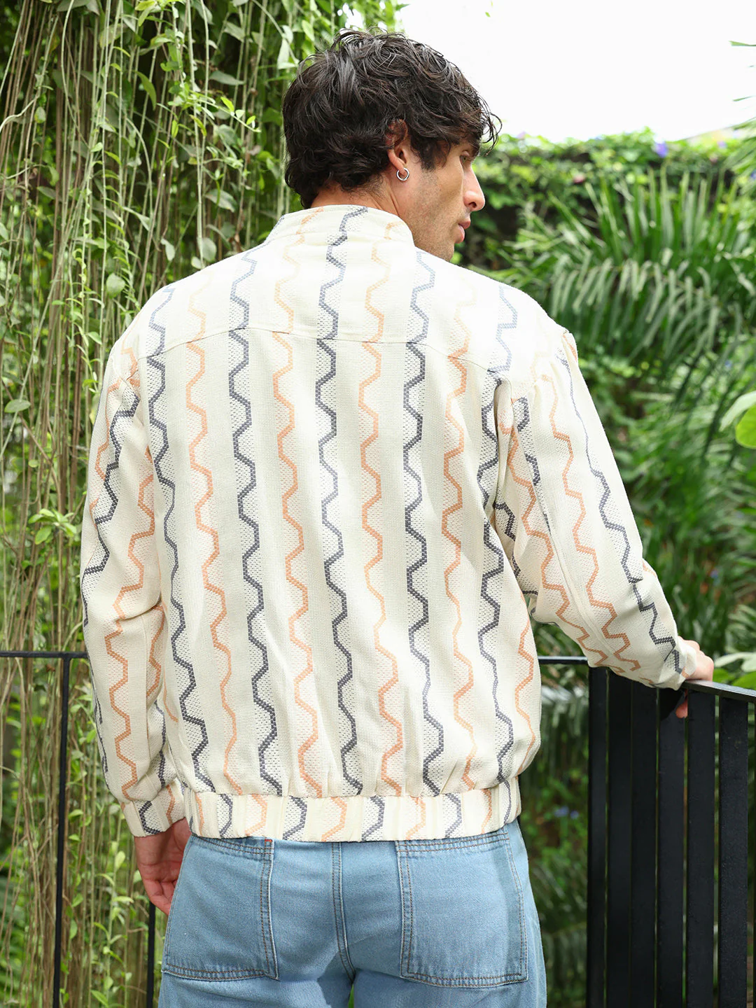 Zigzag-Jacquard Bomber Jacket - Image 4