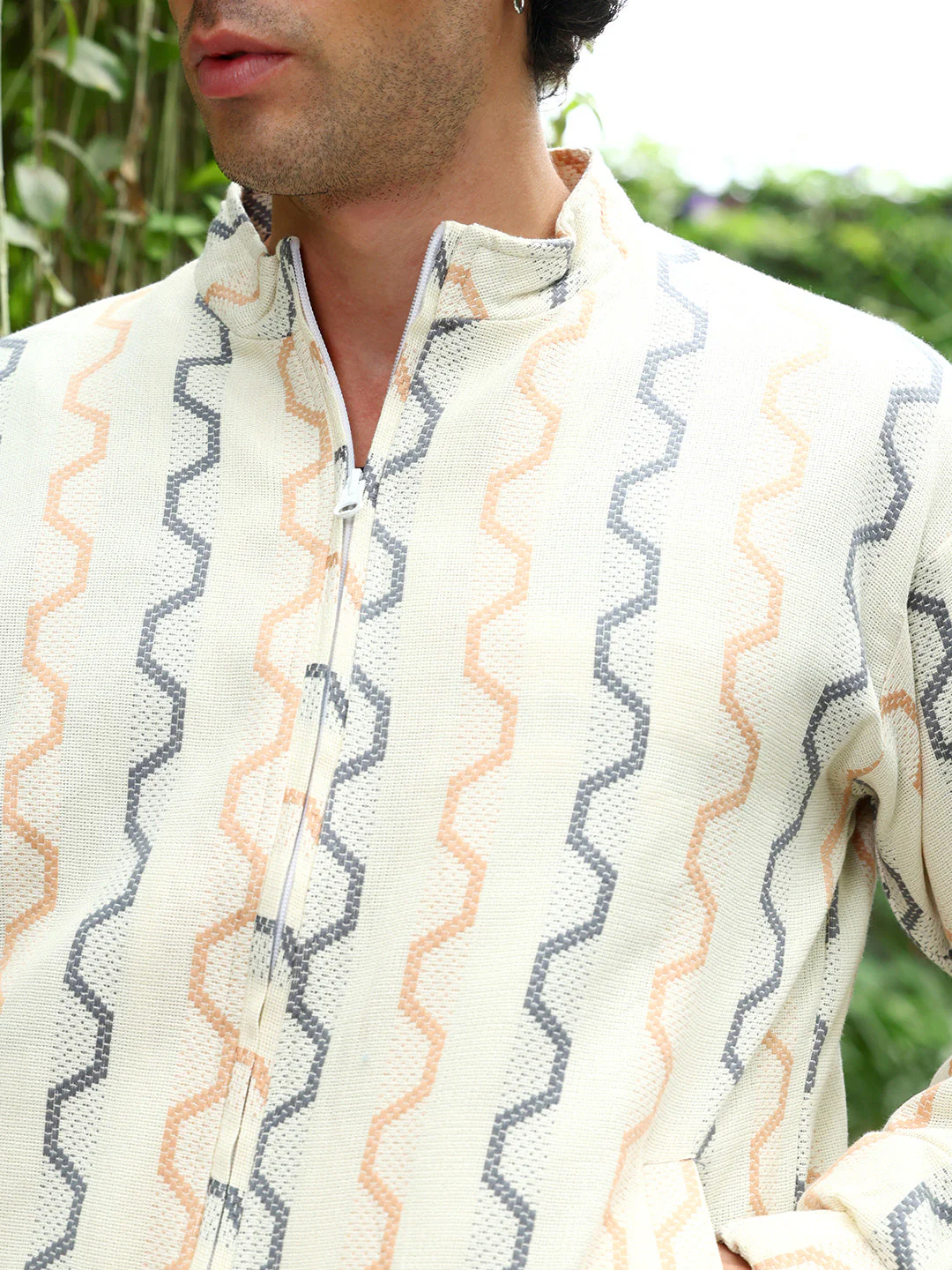 Zigzag-Jacquard Bomber Jacket - Image 7