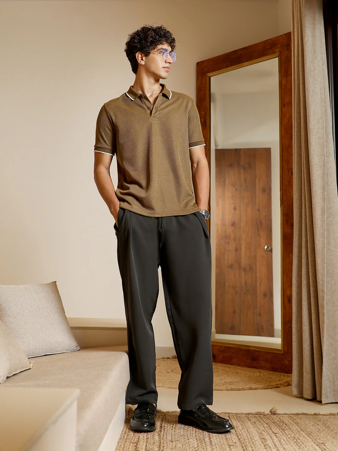 Ribbed-Knit Polo T-Shirt - Image 6